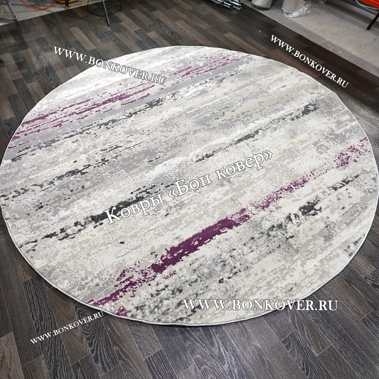 Круглый Ковер Для Гостиной Сиреневый С Серым Дизайн 30451