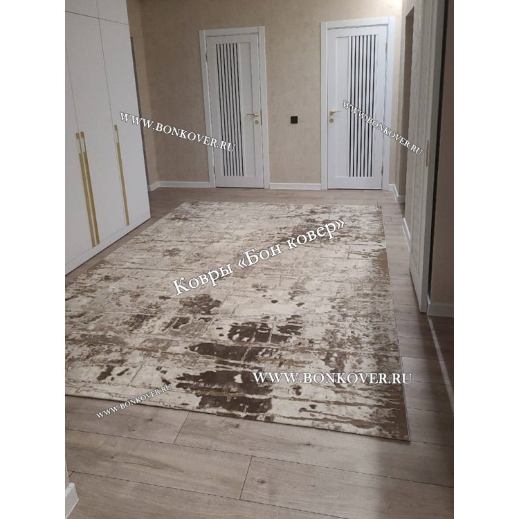 Турецкий Ковер Для Гостиной Дизайн 03 Бежево-коричневый Прямоугольный