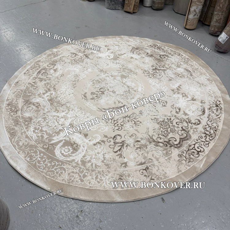 Классический ковер дизайн 76 Бежево-коричневый Круг