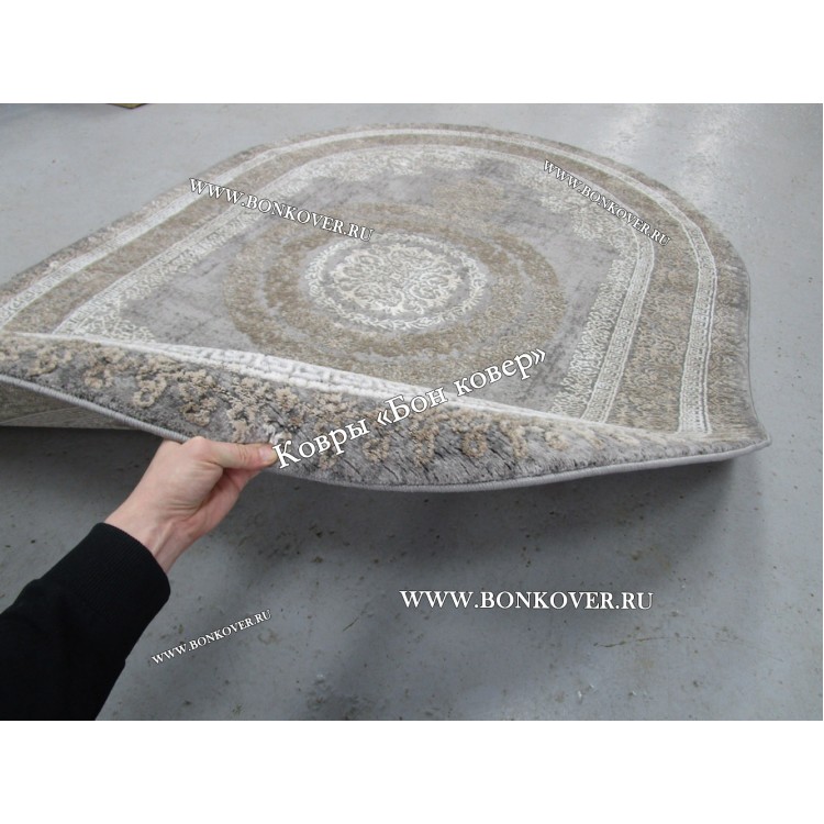 Классический ковер дизайн 93 Коричневый с серым овал